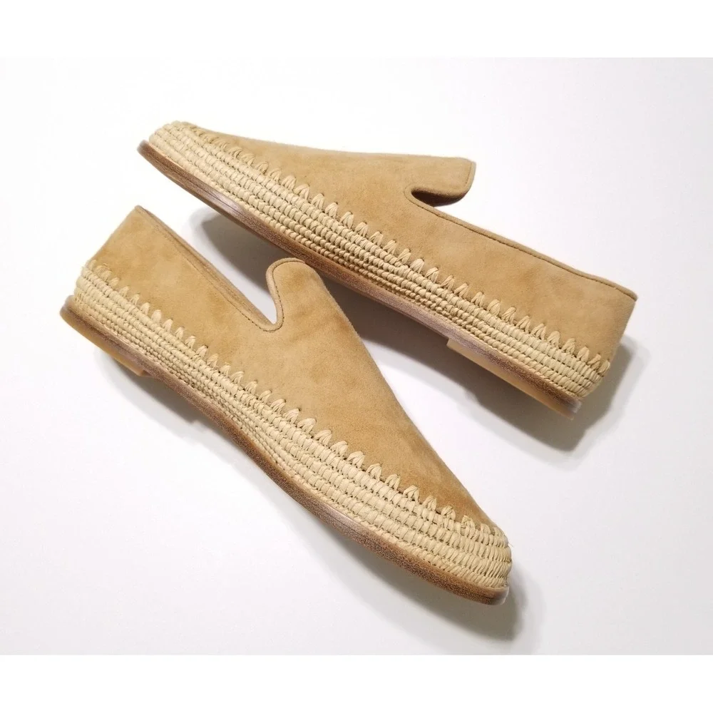 Vince Jalen Suede Leather Espadrille Flat Loafer Roasted Cashew NIB Size 9 $295